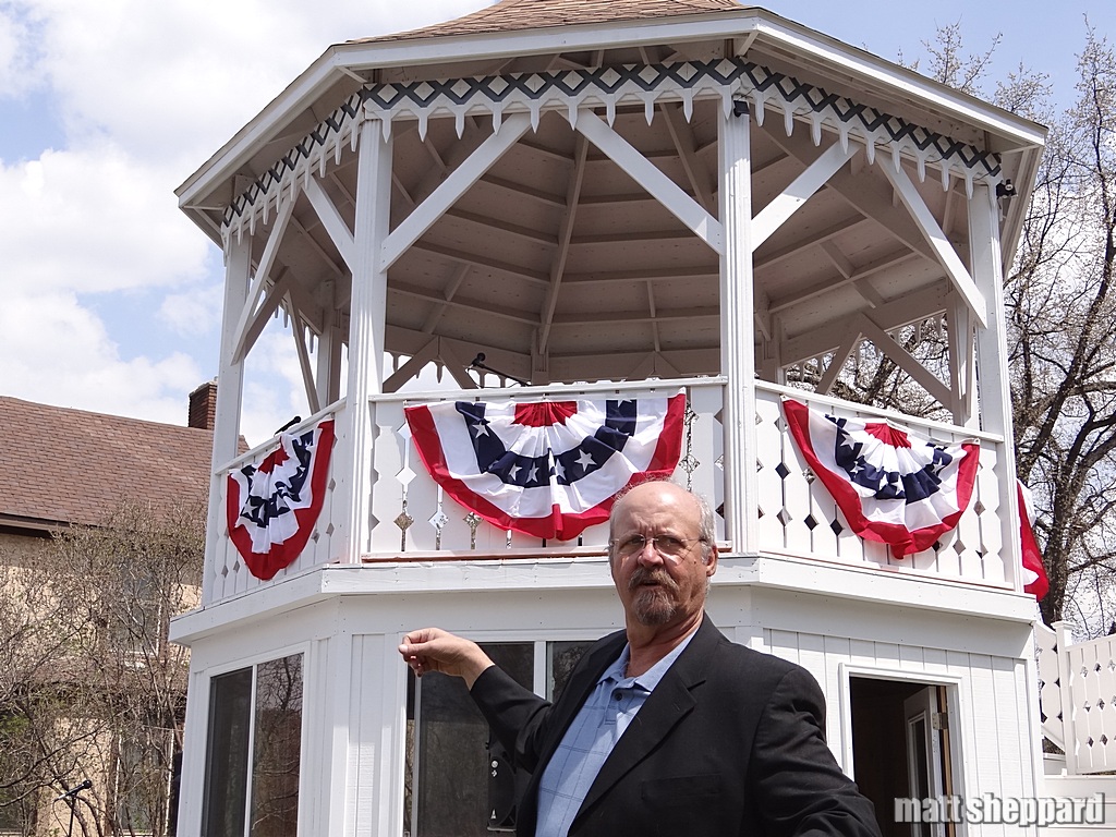 Alden Kollman prepares for the May 17, 2014 Gazebo Dedication